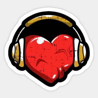 Heart Headphone Valentines Day Cool Love Music Lover Sticker